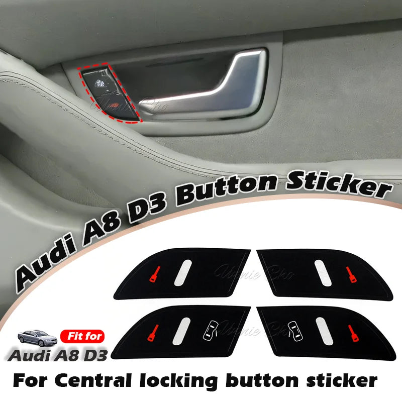 For Audi A8 D3 4E Interior Button Decals 2004 to 2009 For Audi S8 D3 Accessories Refinishing Worn MMI Panel Central Door Lock
