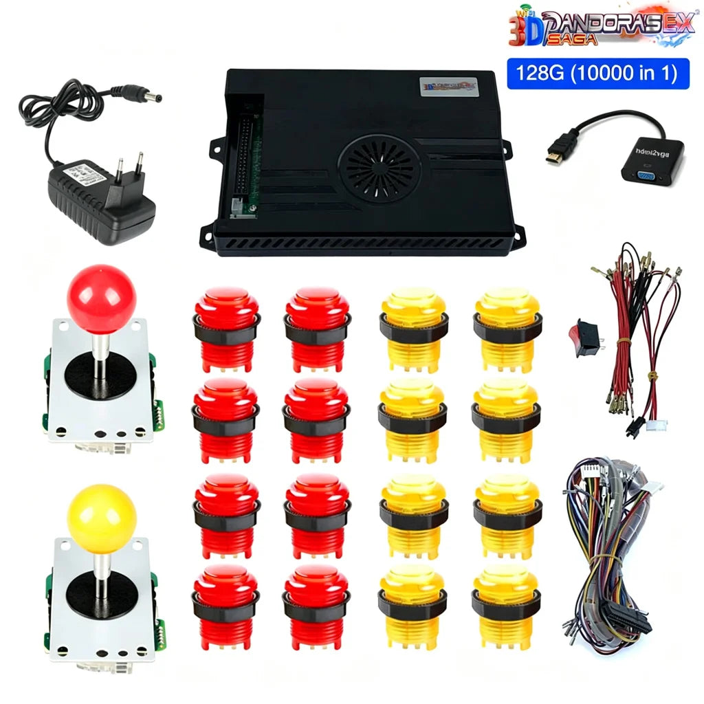 128GB 3D Pandora Saga Box EX2 10000 in 1 DIY Kit Arcade Game Console 8 Way Joystick Led Lights Button Cabinet Bartop 2 Playes