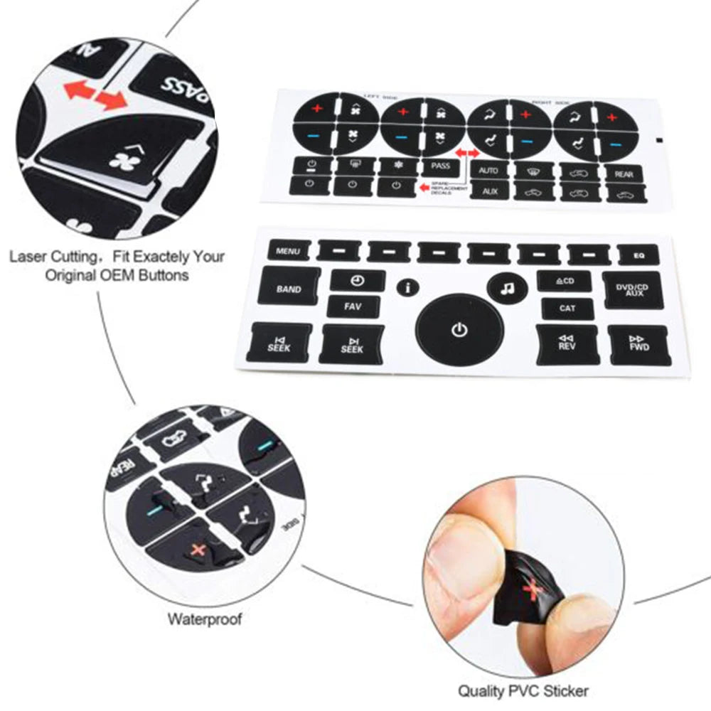 Car AC Dash Button Repair Kit Sticker Dash Board Decal for B