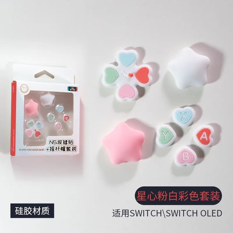Soft Silicone Rubber Joystick Caps and DPad Cover for Nintendo Switch OLED For NS Controller Thumb Button Case ABXY