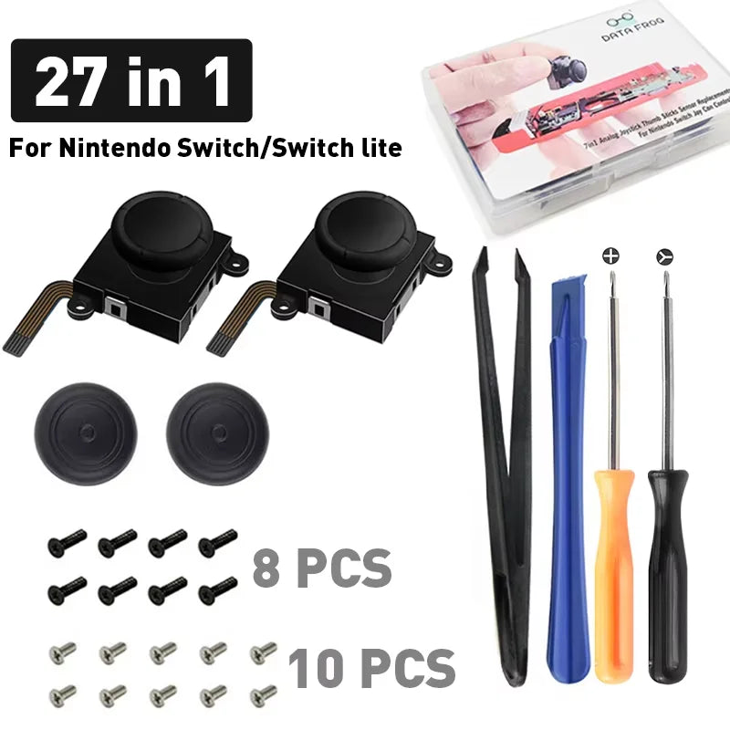 DATA FROG 3D Analog Joystick Thumb Stick Compatible Switch Joy Pad Replacement Repair Kit Tool for Switch Lite