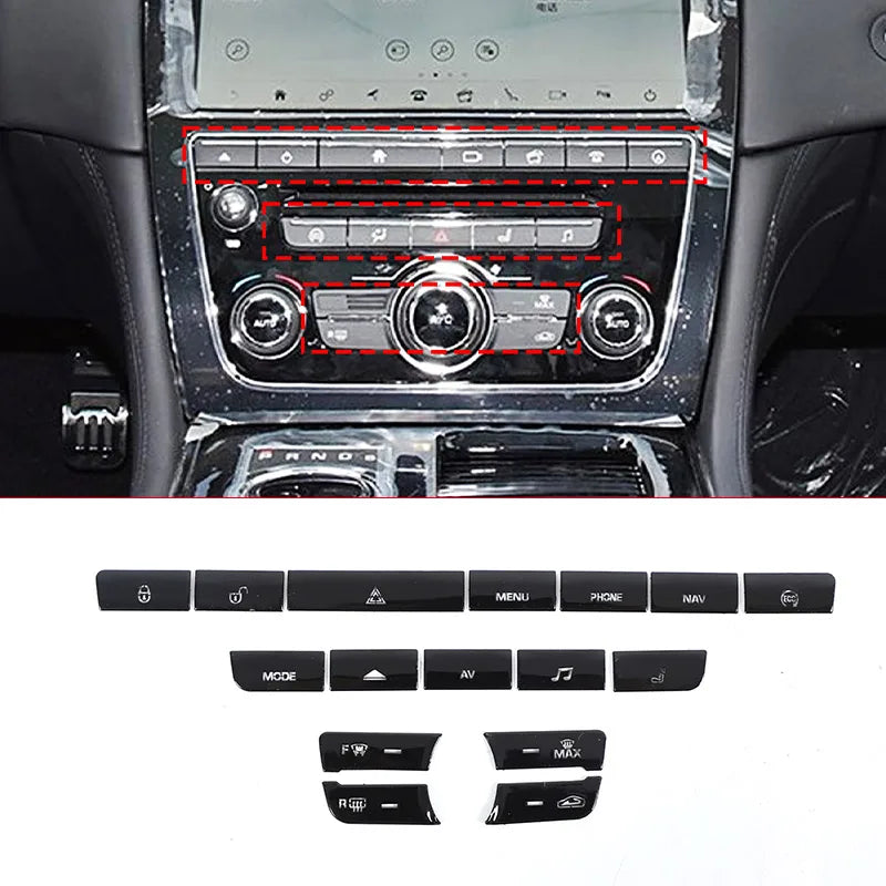 For Jaguar XF XJ 2010-2019 Black Button Stickers Black Covers For Jaguar Car Accessories Interior AC Gear Switch Repair Decals