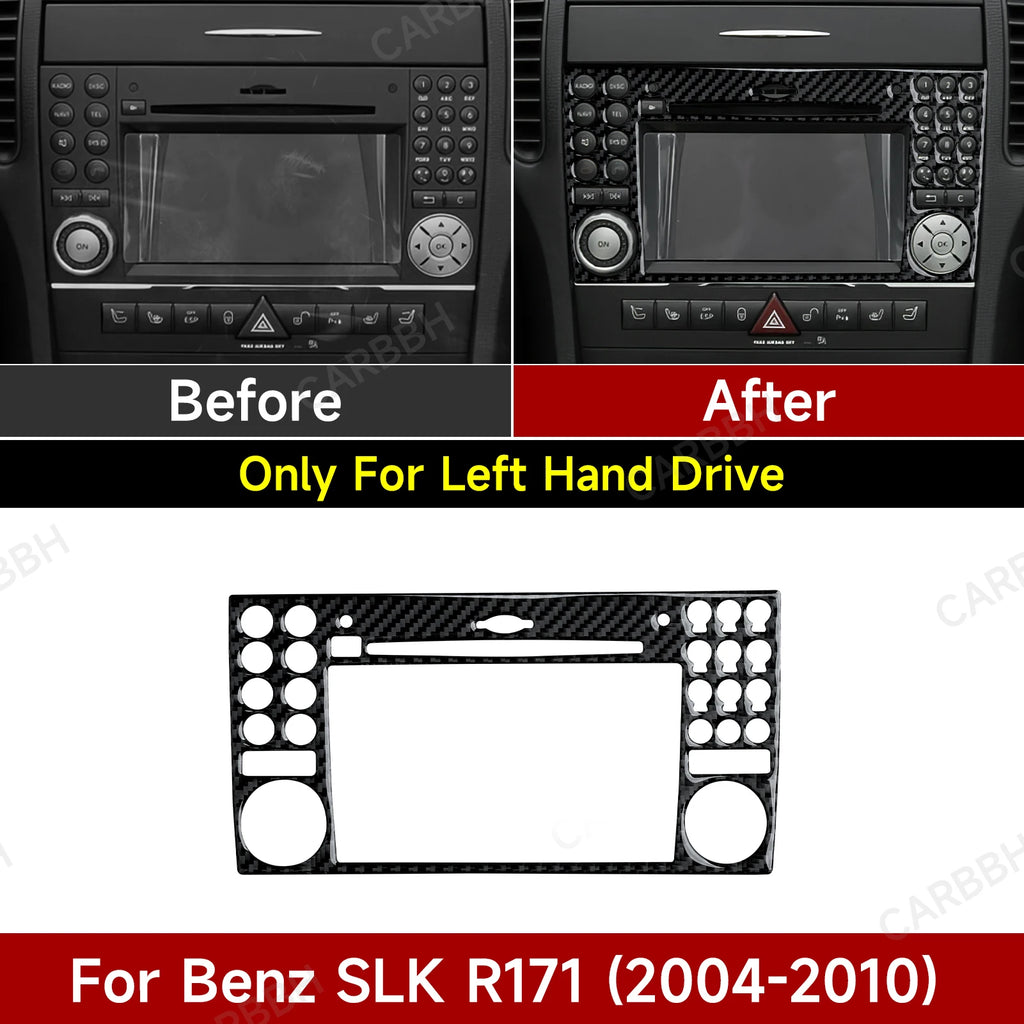 For Mercedes Benz SLK R171 (2004-2010) Trim Accessories. Carbon Fiber Interior Sticker. Car Center Console Display Button Panel.