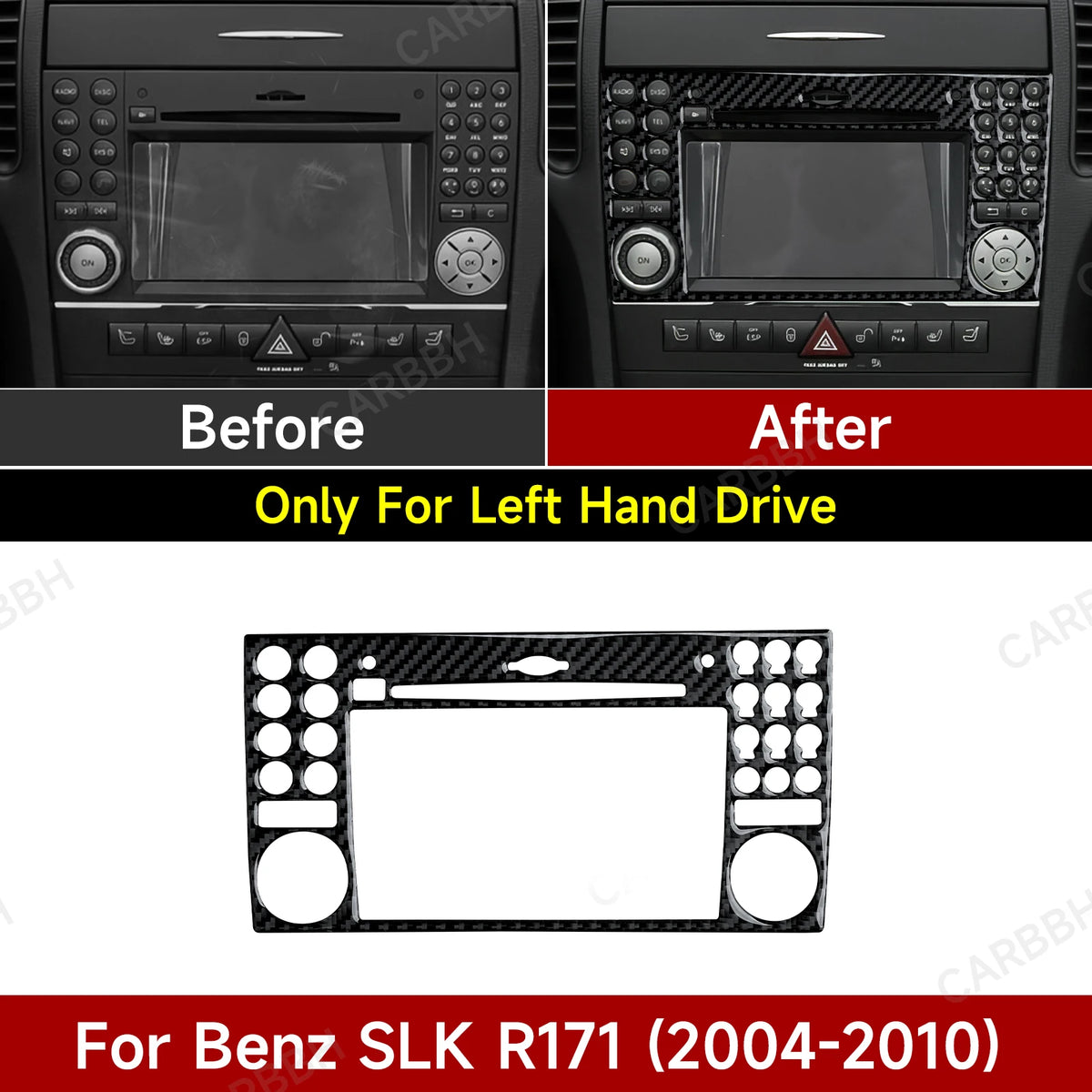 For Mercedes Benz SLK R171 (2004-2010) Trim Accessories. Carbon Fiber Interior Sticker. Car Center Console Display Button Panel.