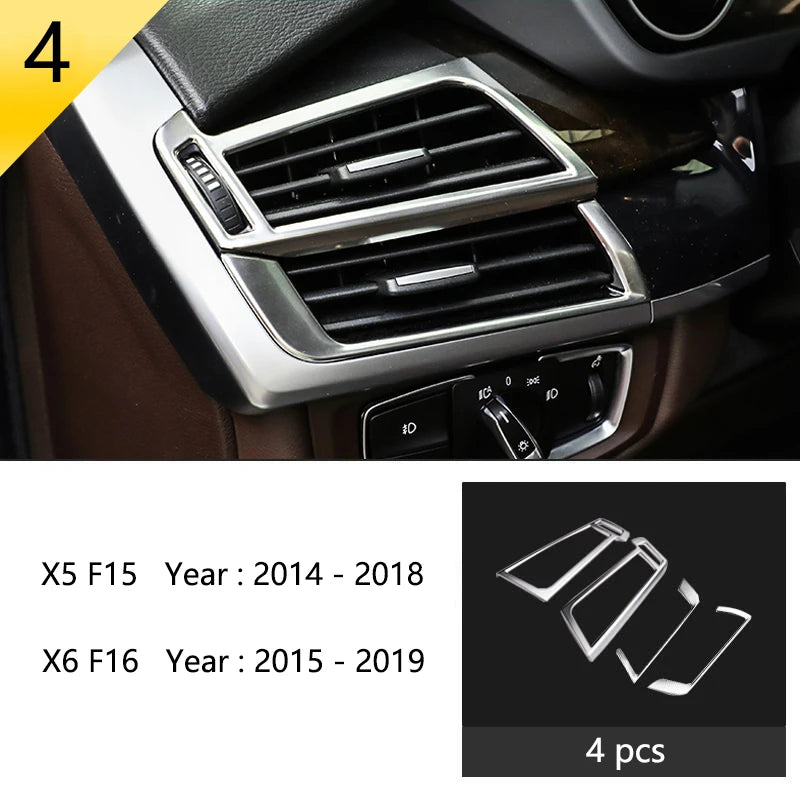 Chrome Car Styling Interior Button Panel Decoration Cover Trim Sticker frame For BMW X5 X6 F15 F16 2014-2019 Auto Accessories