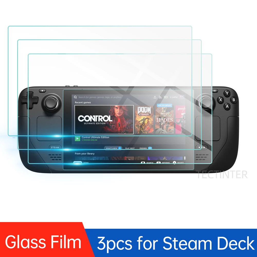 2 Packs Tempered Glass for Valve Steam Deck Console 9H Screen Protector Anti-Scratch Guard Film for Steam Deck Accessories
