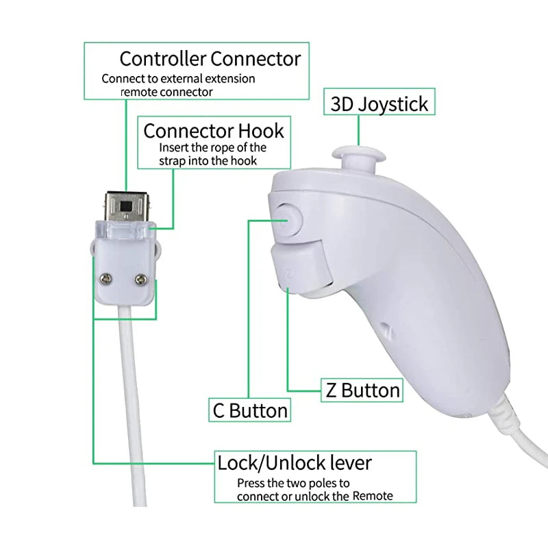 Compatible with Nintendo Wii & Wii U Game Gamepads Nunchuck 