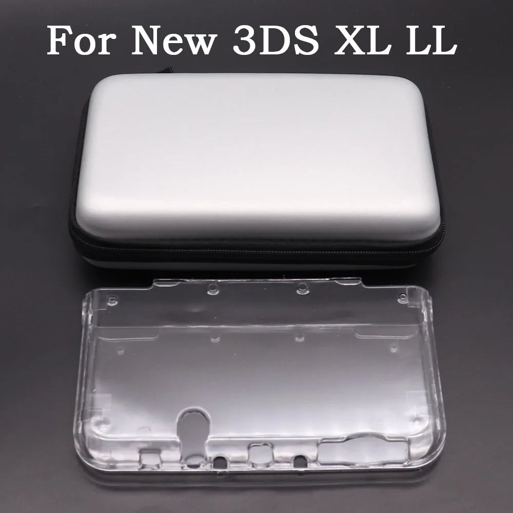For New 3DS XL LL 3DSXL 3DSLL Game Console EVA Skin Carry Hard Case Bag &Plastic Crystal Case Cover Protective Shell