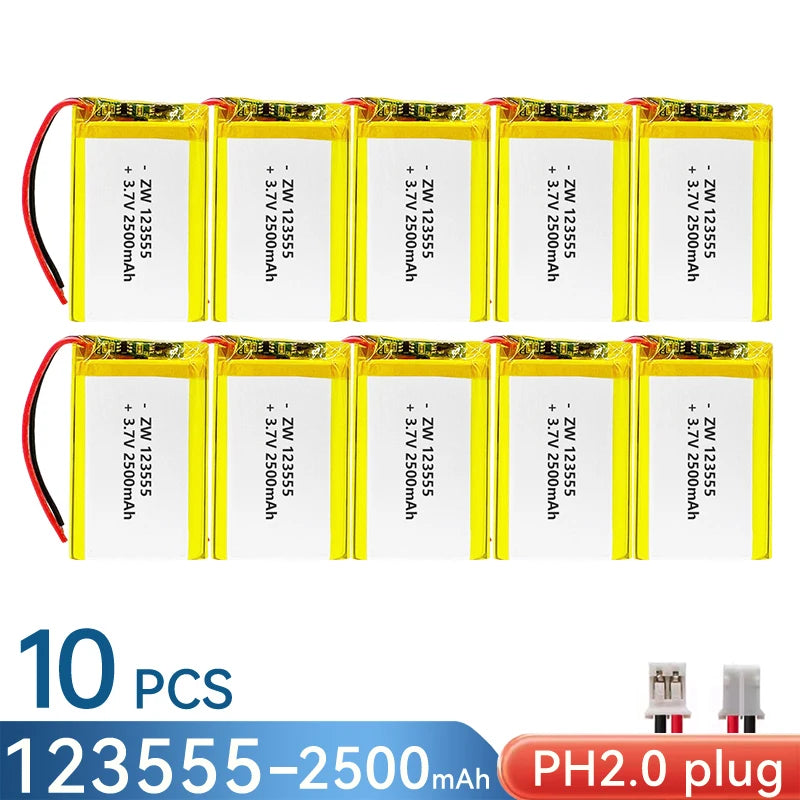 3.7V 2500mAh 123555 Battery Lipo Polymer Lithium Ion Rechargeable Batteries Built-in Lithium Battery Replace 124060 104060