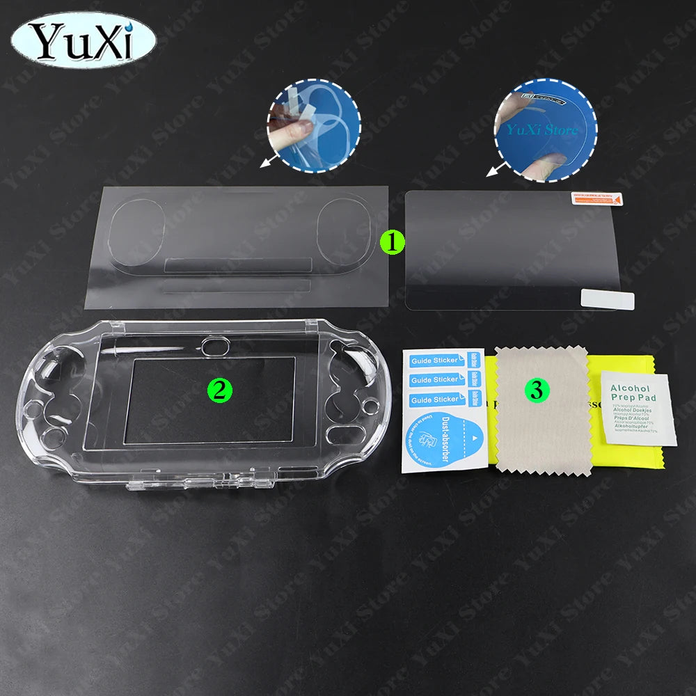 for PSV 2000 Clear Crystal Protective Case Top Bottom PET Protection Films For PS Vita 2000 Transparent Housing Cover Case