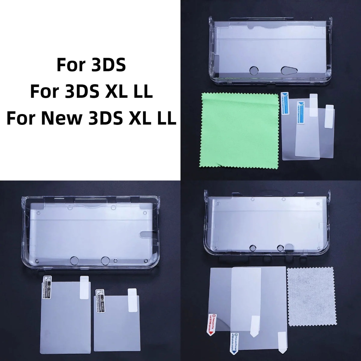 Plastic Clear Crystal Shell Skin Case Cover For 3DS 3DS XL L