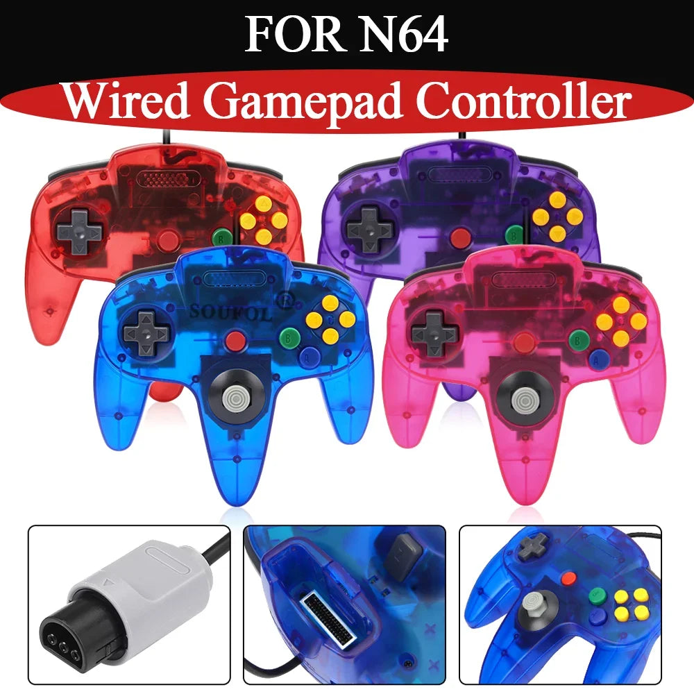 For N64 Colorful Wired Handle Controller Durable Replacement