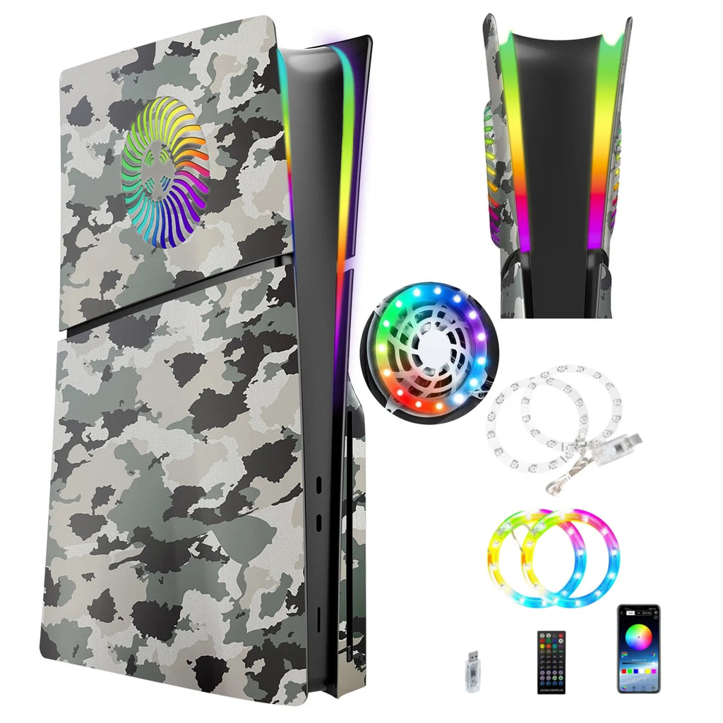 Faceplate with RGB Light Strip for PS5 Slim Cooling Vents LE