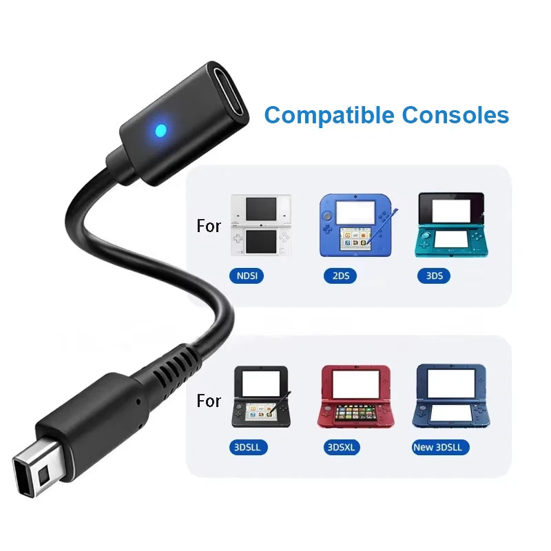 10CM Black USB-C Charging Adapter with LED Indicator Light (