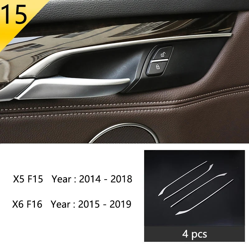 Chrome Car Styling Interior Button Panel Decoration Cover Trim Sticker frame For BMW X5 X6 F15 F16 2014-2019 Auto Accessories