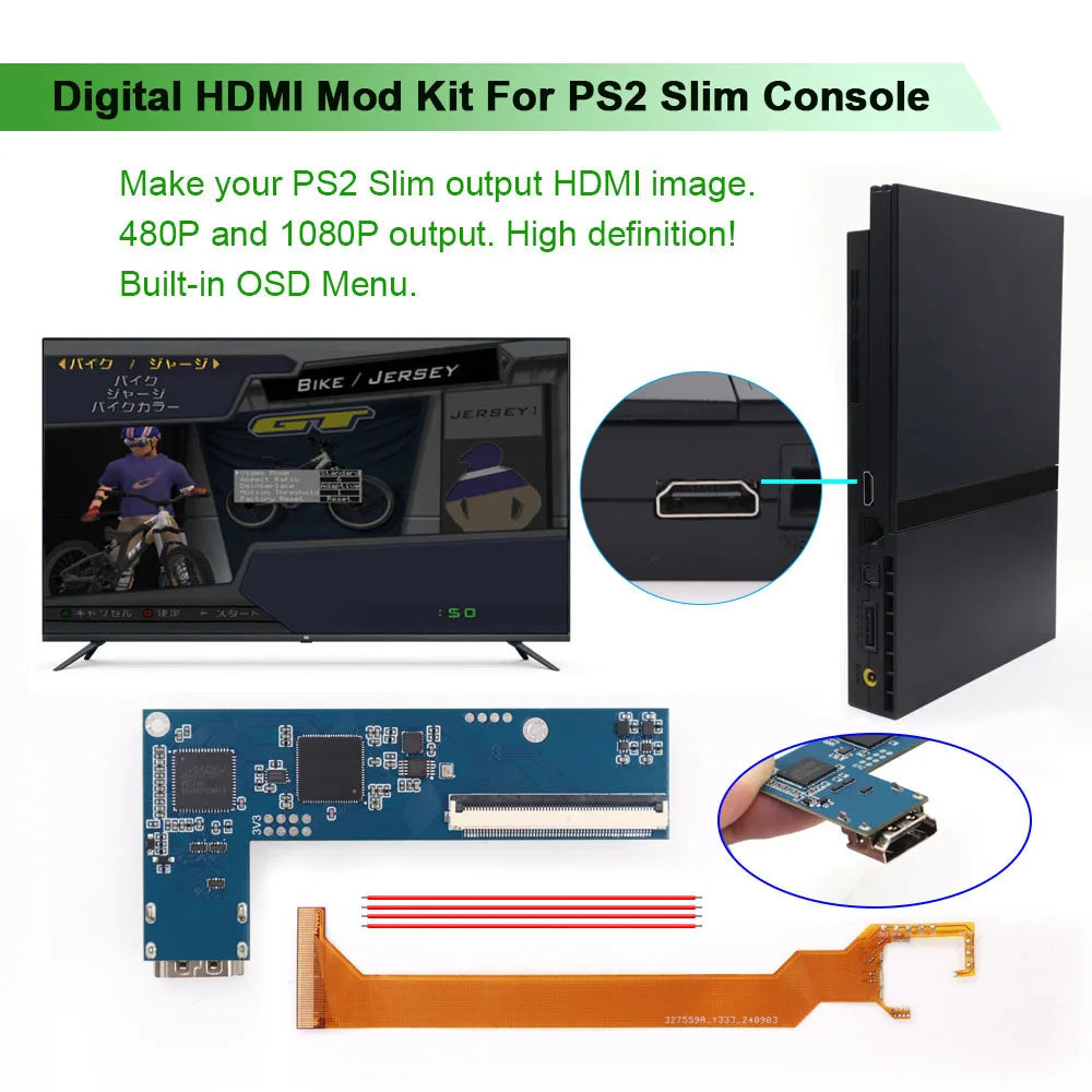 Hispeedido For PS2 Slim Digital to Digital HDMI Kit For PS2 
