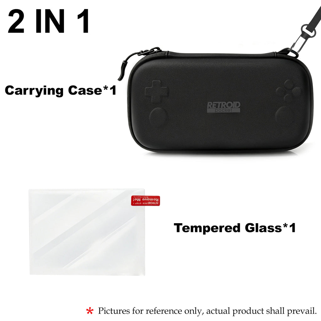 Hard EVA Carrying Case & Tempered Glass Screen Protector for Retroid Pocket Nova Handheld Game Console Accessories