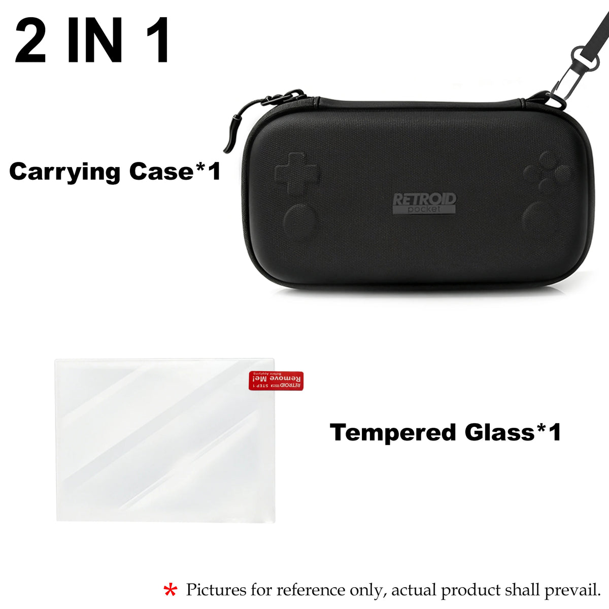 Hard EVA Carrying Case & Tempered Glass Screen Protector for Retroid Pocket Nova Handheld Game Console Accessories