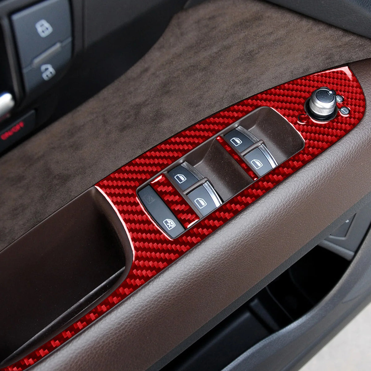 For Audi Q7 4L 2007-2015 Red Carbon Fiber Sticker Gear Shift