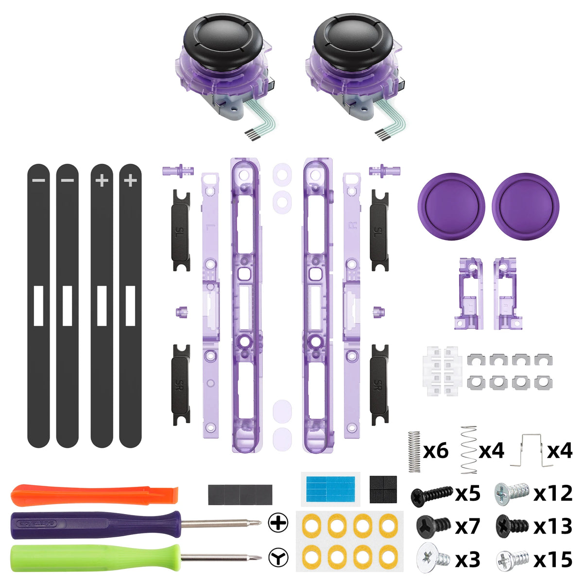 eXtremeRate Replacement 3D Joystick & Thumb Grips & Side Rail Shell Buttons for Nintendo Switch 2 JoyCon - Black