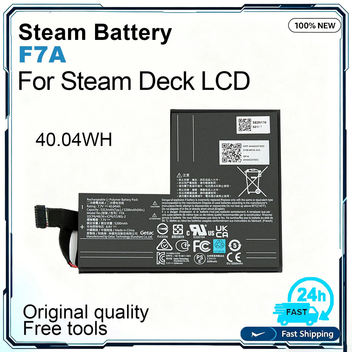 New F7A F7G Handheld Gaming Console Battery For Valve Steam 