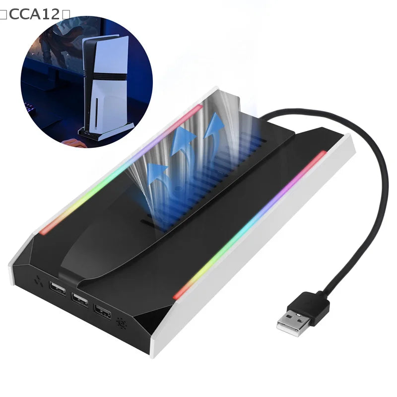 For PS5 Slim/PS5 Pro Vertical Cooling Stand Base RGB VR Head