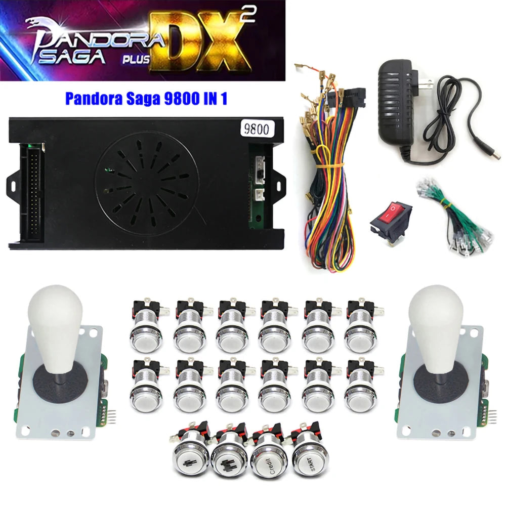 Pandora Saga DX2 Box 9800 in 1 DIY Kit 2 Player with Copy Sanwa Joystick Chrome Button for Arcade Game Console Cabinet
