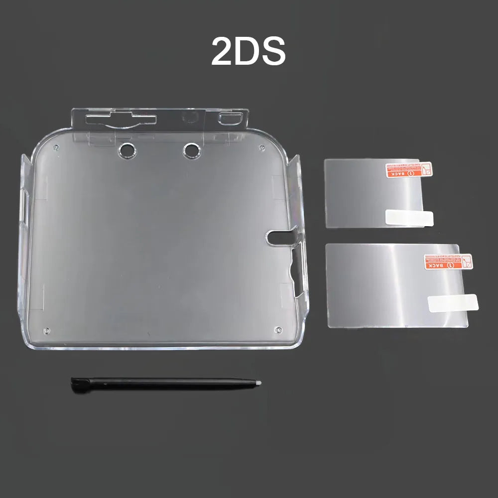 1 Set For New 3DS New 2DS 3DS XL LL NDSi XL NDSL Clear Split Shell Transparent Protective Cover Case Screen Film Stylus Pen