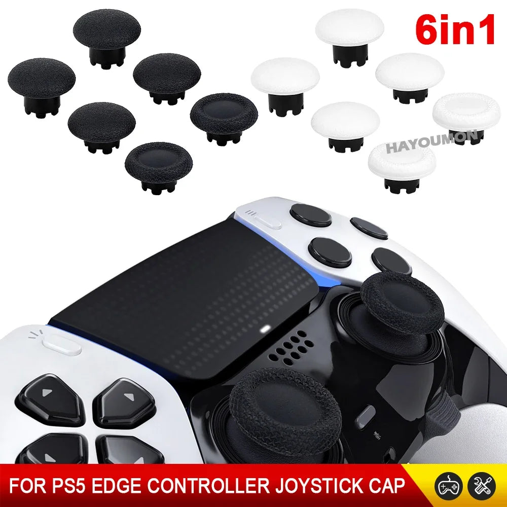6PCS/Set White Black Replacement Thumbstick for PS5 Edge Con