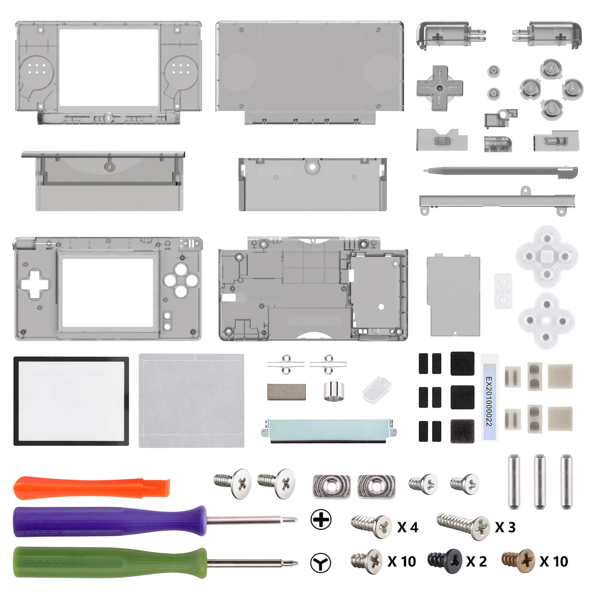 eXtremeRate Replacement Full Housing Shell for Nintendo DS Lite Custom Case Cover Button Screen Len for NDSL - Clear Series