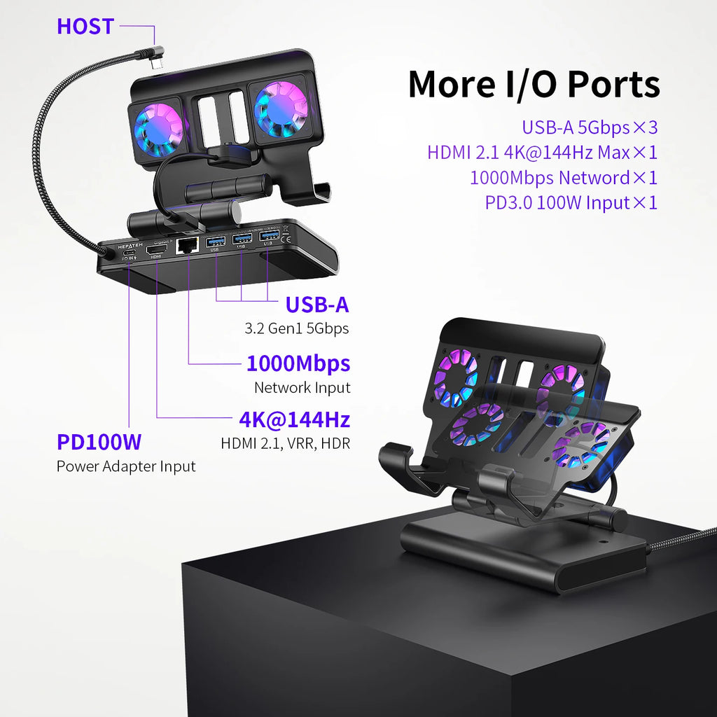 100W Docking Station for Switch 2 with Dual Cooling Fan 4K 6