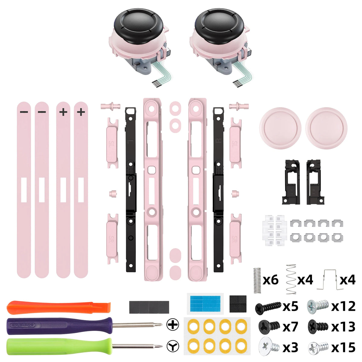 eXtremeRate Replacement 3D Joystick & Thumb Grips & Side Rail Shell Buttons for Nintendo Switch 2 JoyCon - Black