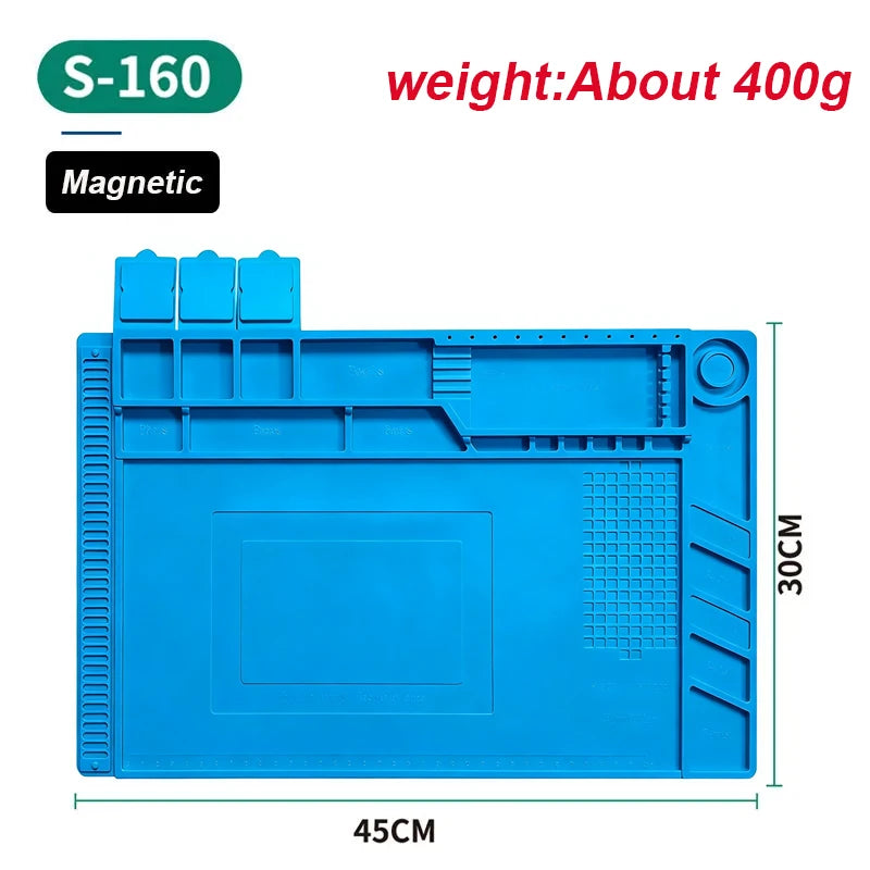 Magnetic Mat Silicone Repair Mat Circuit Board Soldering Pad Heat Resistant 932 F Anti-Static for ESD Iron Phone Repair