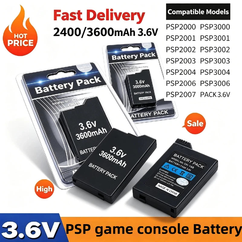 2400/3600mAh Lithium Battery For PSP-2000 PSP-3000 PSP-3004 