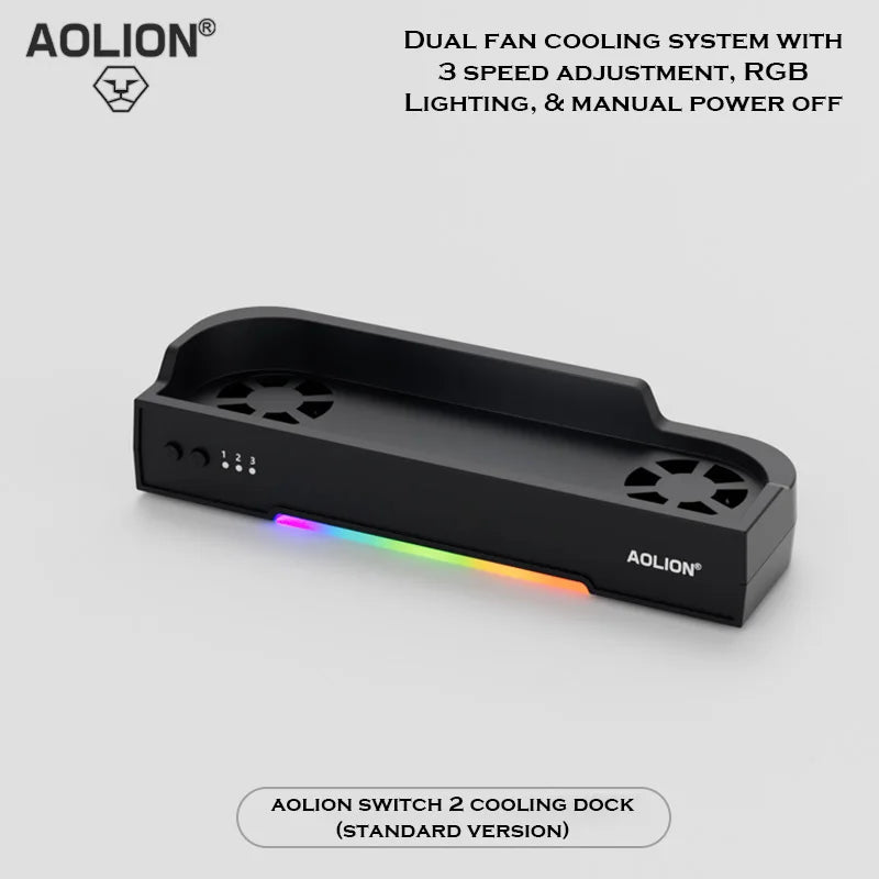 For Switch 2 Gaming Console Cooling Fan Storage Base NS2 Console Bracket with RGB Light Effect Charging Dock Electronic Componen