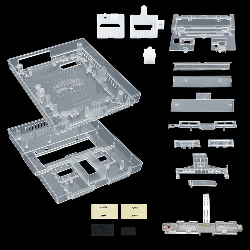 Bitfunx SNES Replacement Shell Transparent Case for Nintendo SNES SFC US Version Retro Gaming Consoles Translucent Black