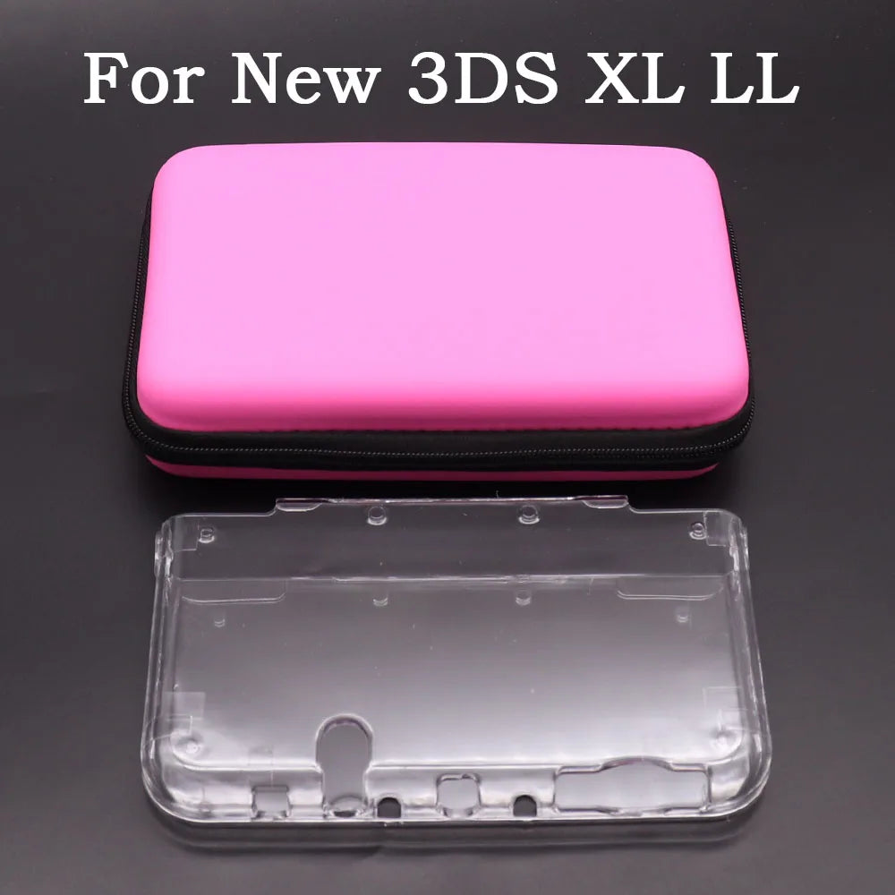 For New 3DS XL LL 3DSXL 3DSLL Game Console EVA Skin Carry Hard Case Bag &Plastic Crystal Case Cover Protective Shell