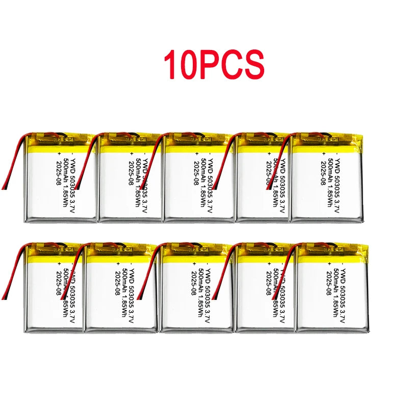 3.7V 500mAh 503035 Rechargeable Li-Polymer Battery Replacement for Car Recorder GPS Navigation VR Player MP3 DVD
