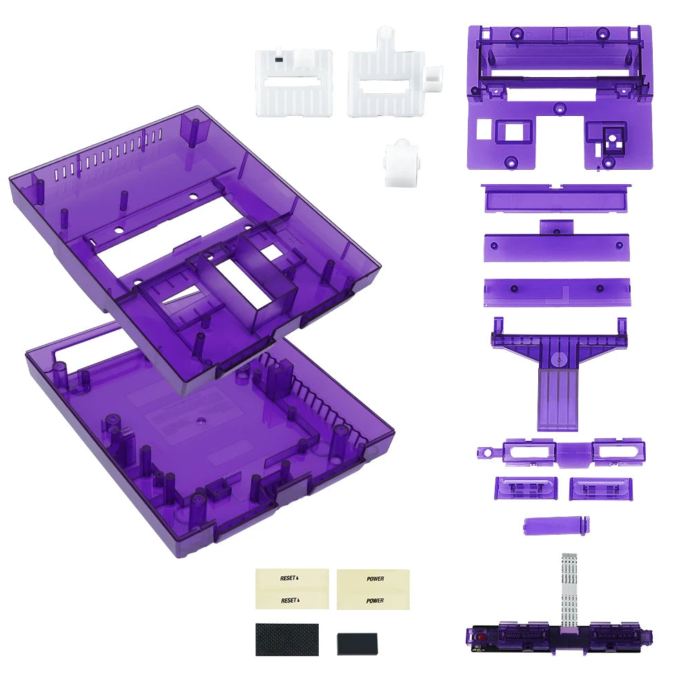 Bitfunx SNES Replacement Shell Transparent Case for Nintendo SNES SFC US Version Retro Gaming Consoles Translucent Black