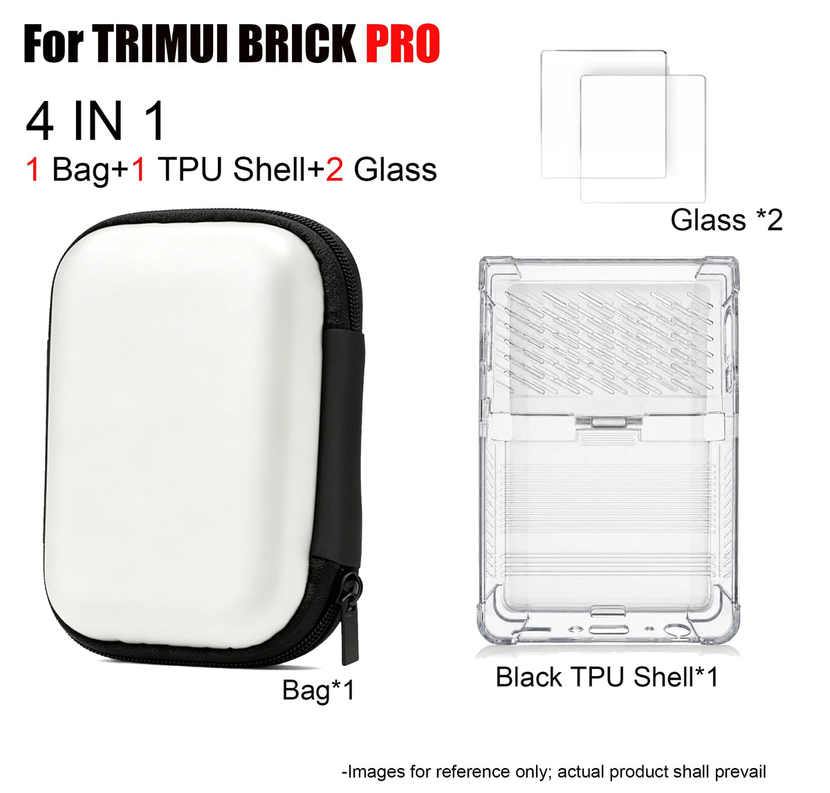 Portable Storage Bag TPU Case with Screen Protectors for TRIMUI BRICK PRO Game Console Tempered Glass Protectors Kit Accessories
