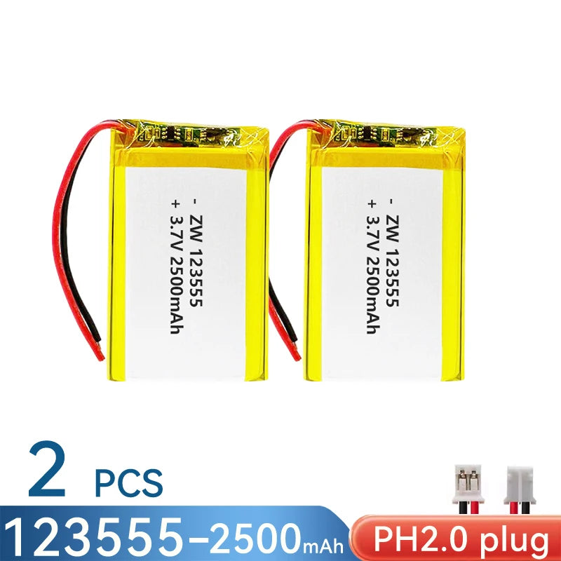 3.7V 2500mAh 123555 Battery Lipo Polymer Lithium Ion Rechargeable Batteries Built-in Lithium Battery Replace 124060 104060