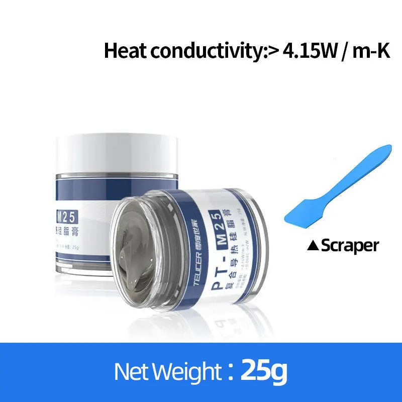 Teucer 25g Canned Thermal Compound Paste Coolers Heat Sink Grease Heatsink Plaste High Durability for CPU GPU PS4 with Scraper