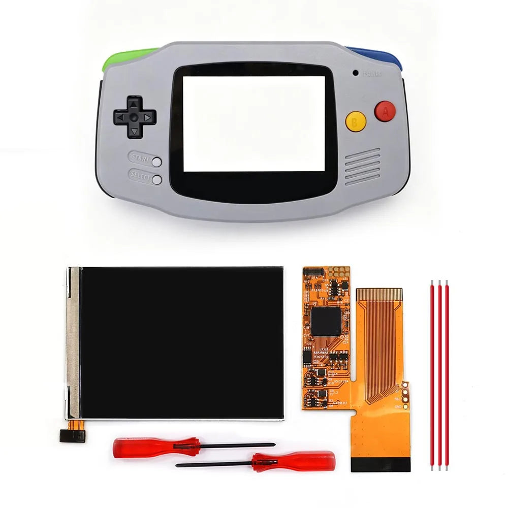 HISPEEDIDO For GBA V2 IPS LCD Backlight Kits With Pre-cut Shell 10 Levels High Brightness Adjustment for Game Boy Advance Consol