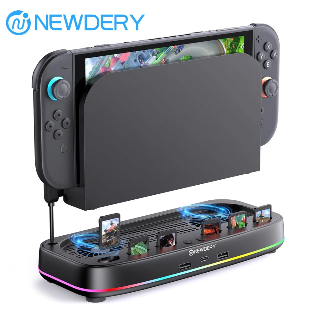 NEWDERY Cooling Fan for Nintendo Switch 2 Dock With RGB Ligh