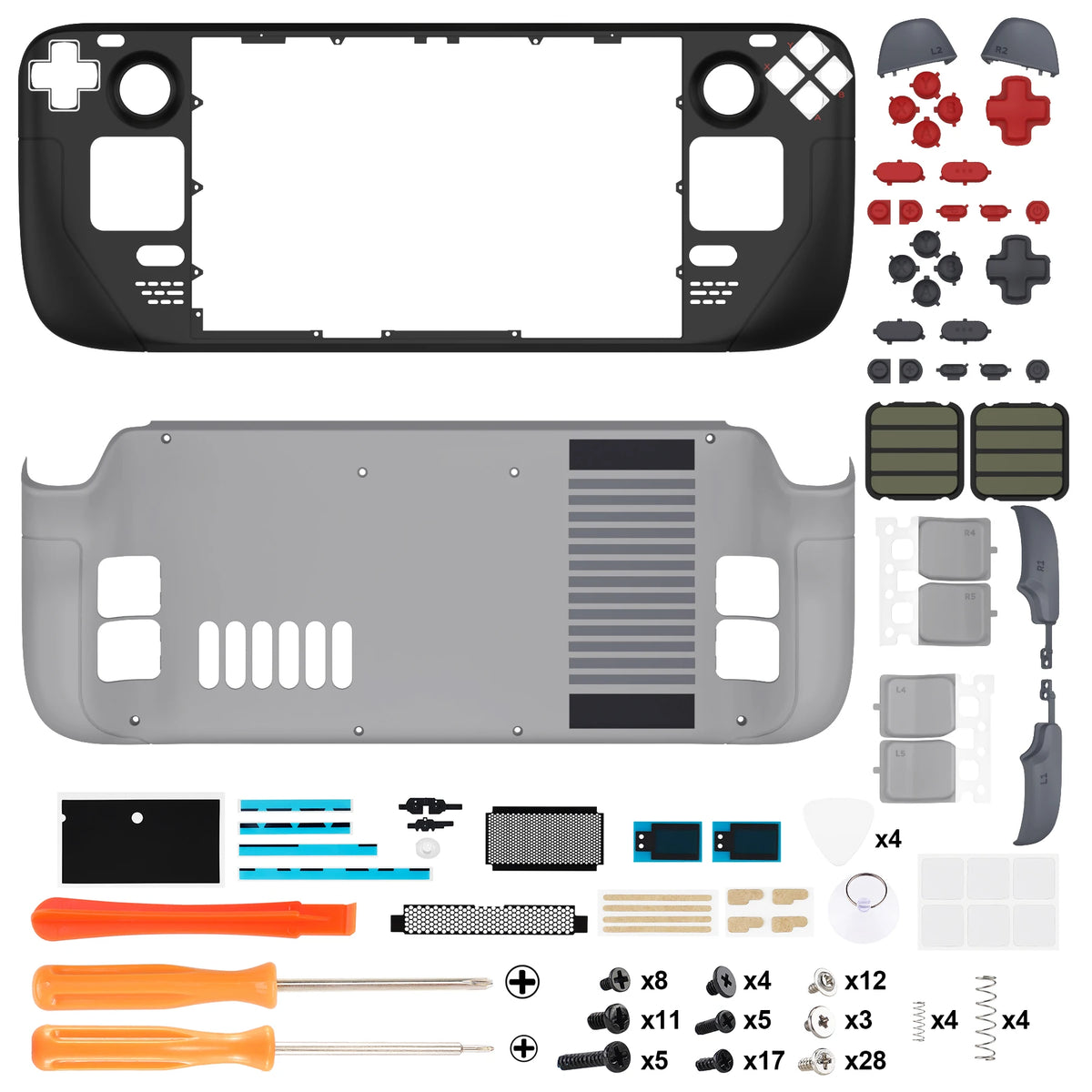 eXtremeRate Replacement Housing Shell Set for Steam Deck LCD Faceplate Back Plate Shell with Buttons - Classic Series