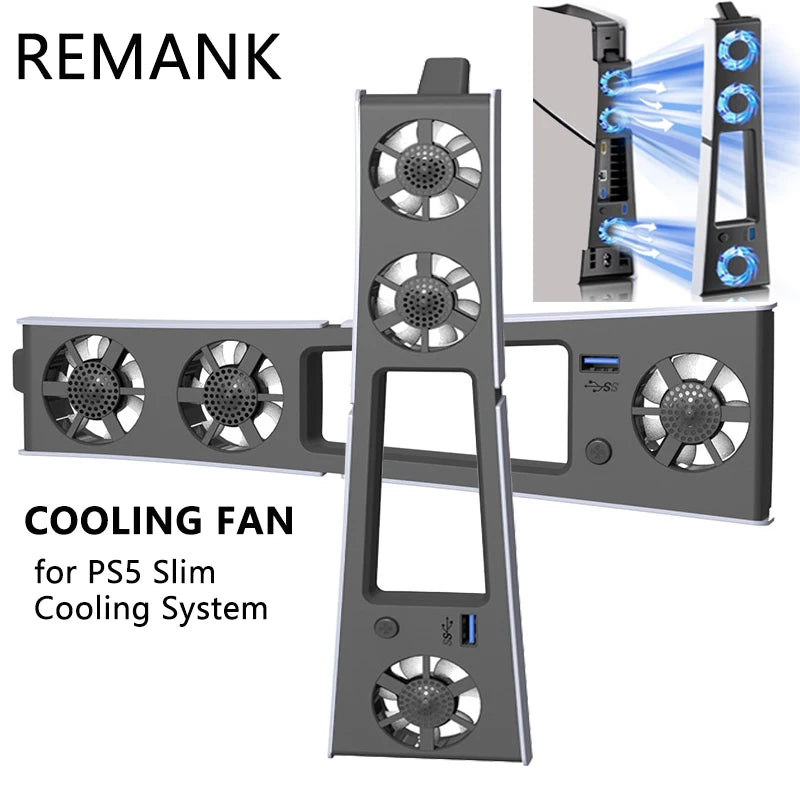 REMANK Cooling Fan P5 Slim for PS5/PS5 Slim Cooling Fan RGB 