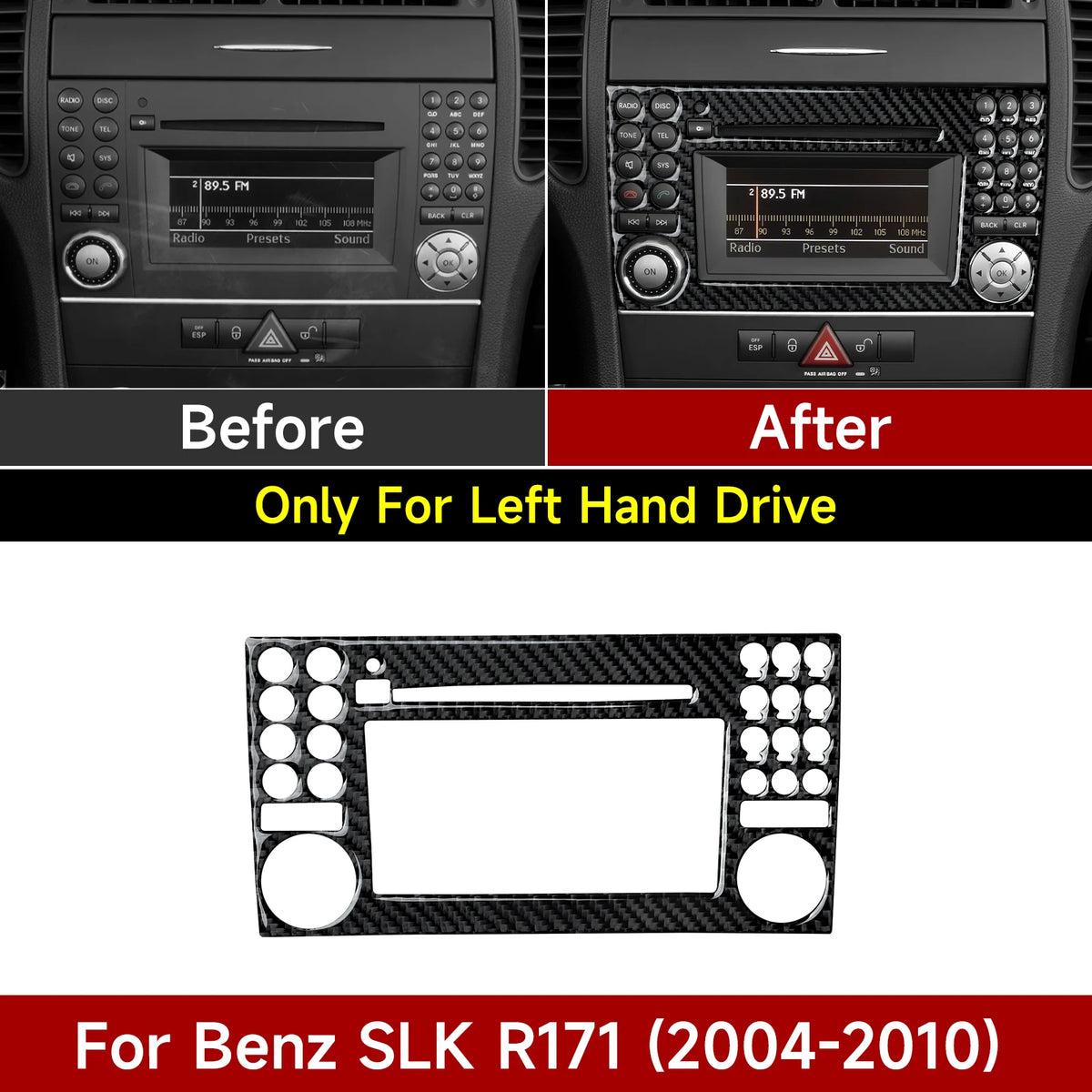 For Mercedes Benz SLK R171 (2004-2010) Trim Accessories. Carbon Fiber Interior Sticker. Car Center Console Display Button Panel.