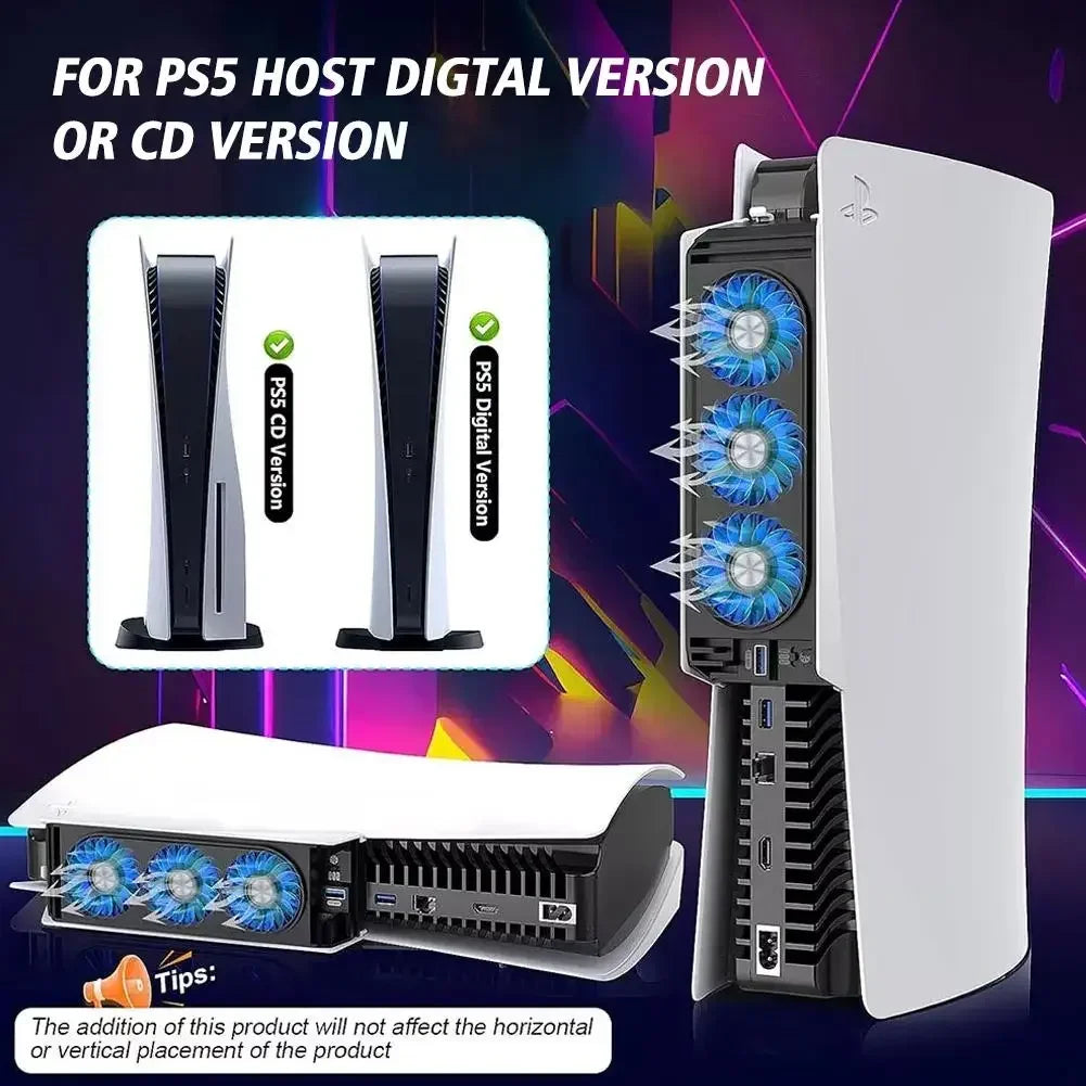 Cooling Fan for PS5/PS5 Silm Game Console with LED High-Spee