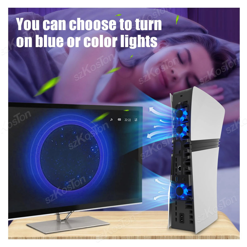 For PS5 Pro Cooling Fan External Fan Quiet Cooler with USB P