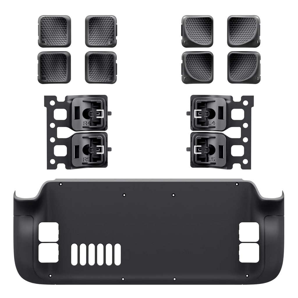 eXtremeRate Interchangeable Back Buttons Bottom Shell for Steam Deck LCD & OLED Fingers Grip Back Shell - Black